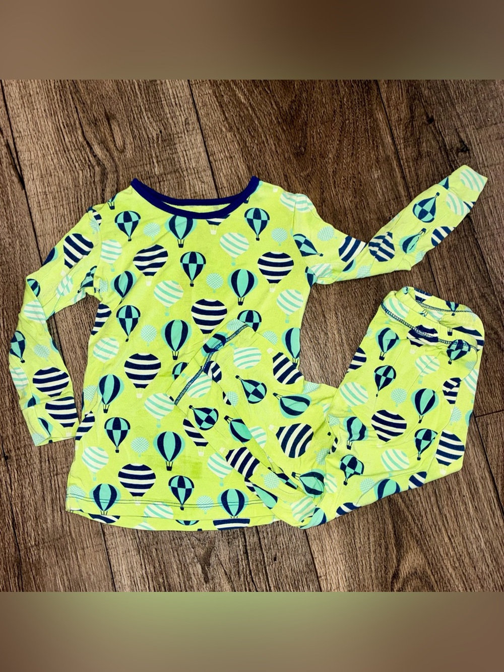 Kickee Pants Neon Lime Hot Air Balloon Pajama Set